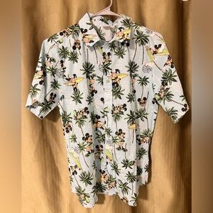 Disney Mickey Mouse Tropical Print Shirt - Green and Black